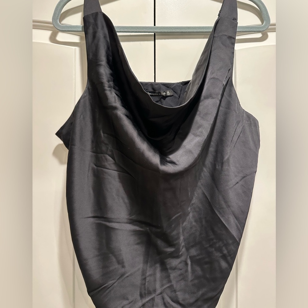 Abercrombie & Fitch Black Draped Sleeveless Tank Top
